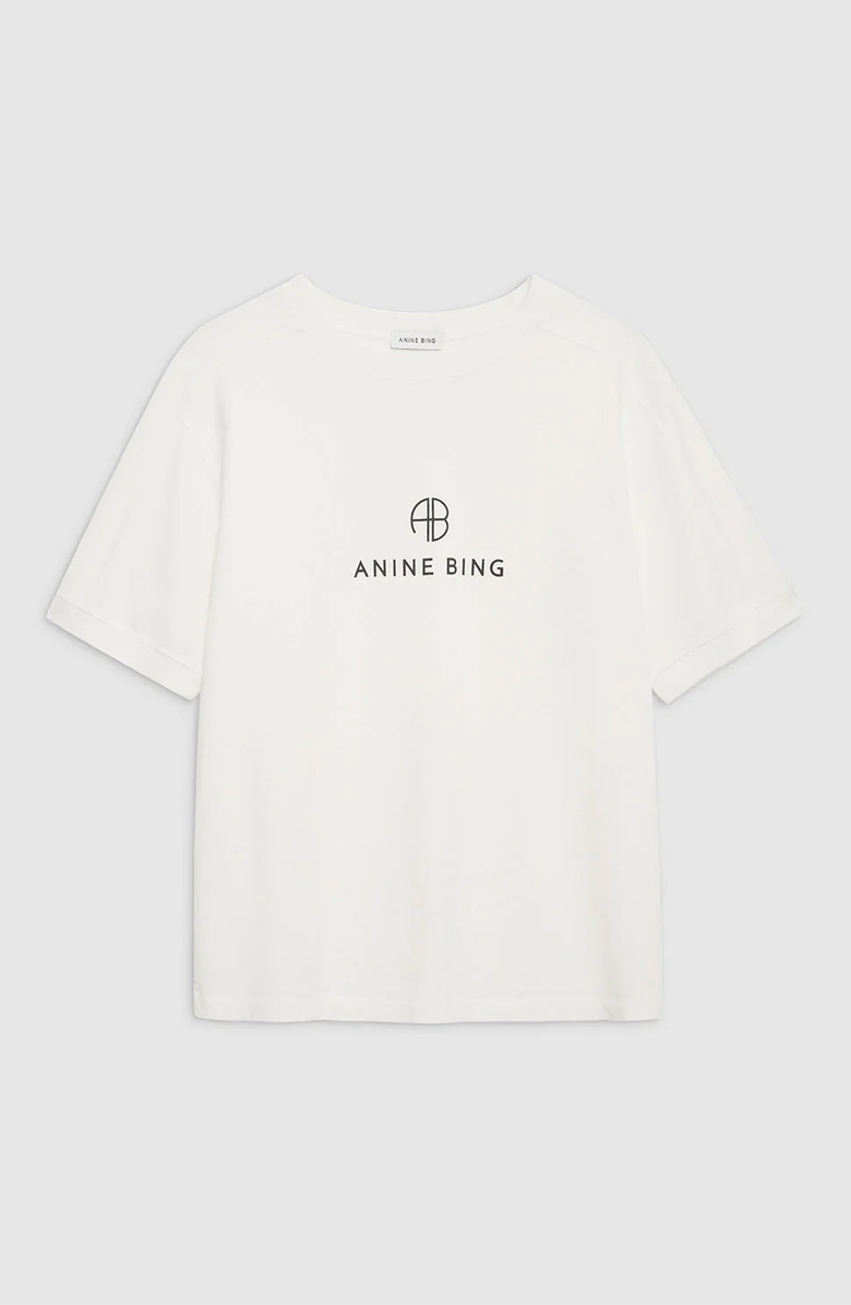 ANINE BING Jaylin Tee Monogram T-Shirt, Alternate, color, Ivory