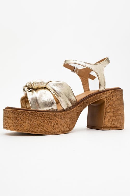 Forever & Always Shoes Tily Platform Wedge Leather Sandal In Gold