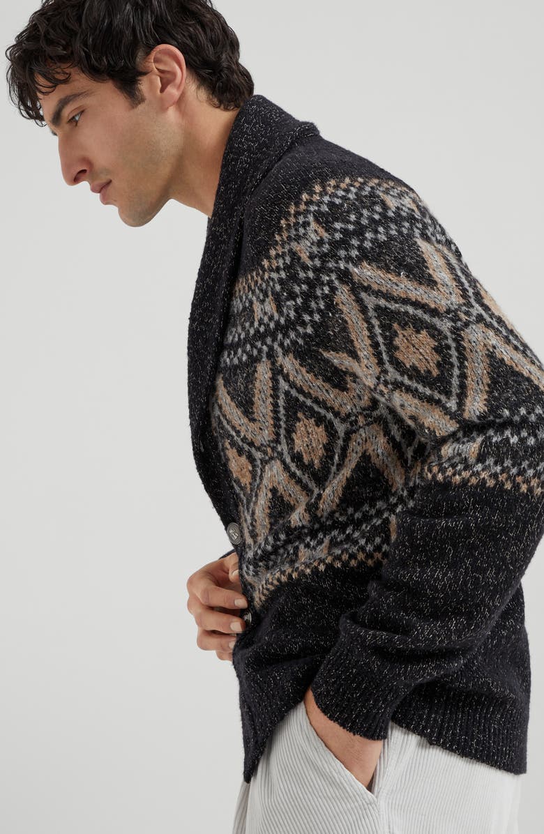 Brunello Cucinelli Cardigan with metal buttons, Alternate, color, Black