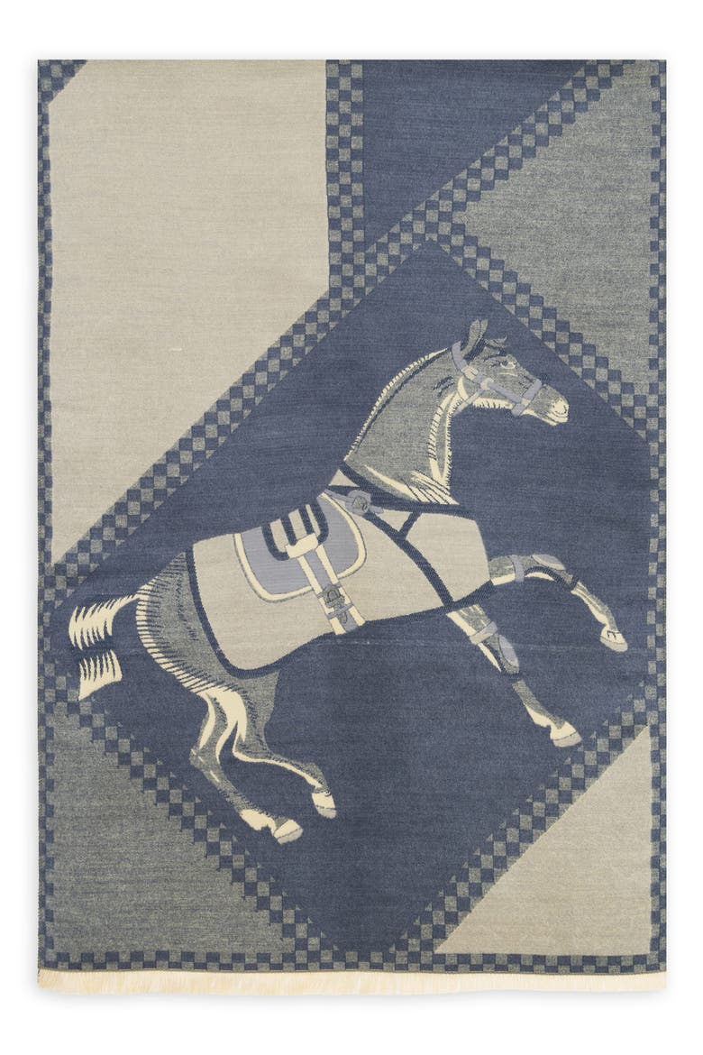 Galloping Horse Scarf, Alternate, color, BLUE