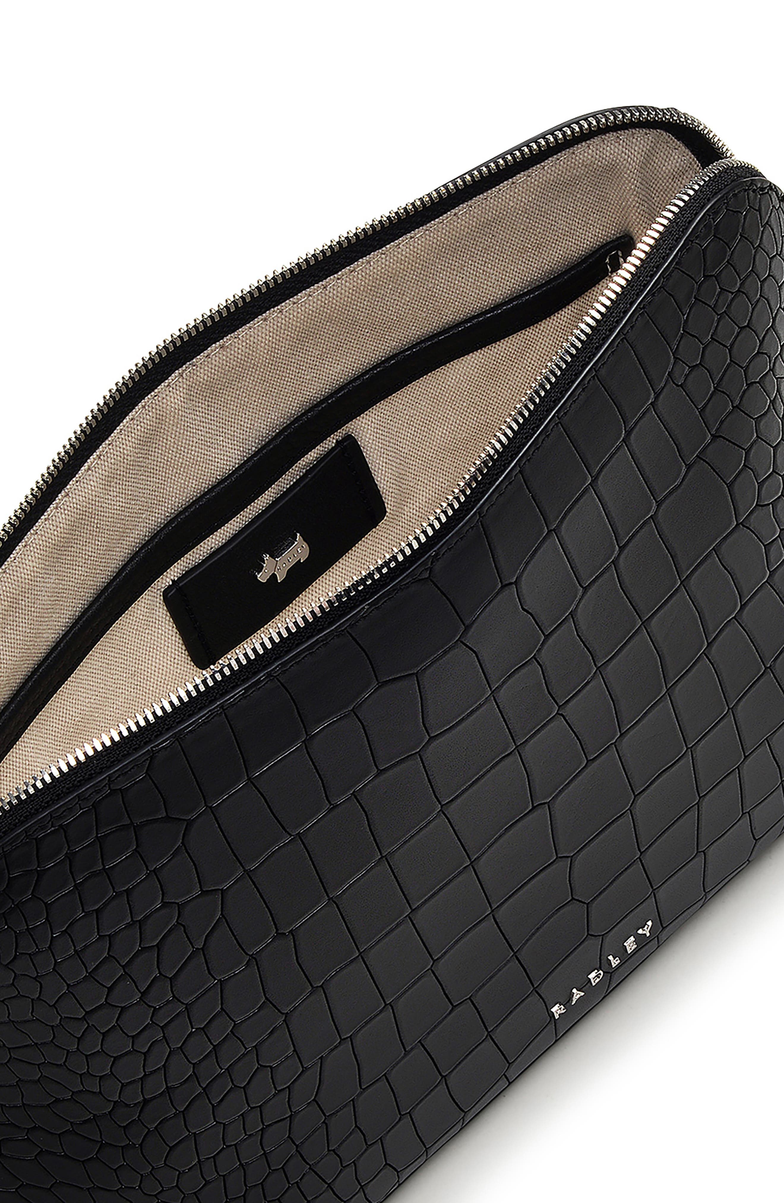 Radley Liverpool Street Croc Embossed Crossbody Bag, Alternate, color, Black
