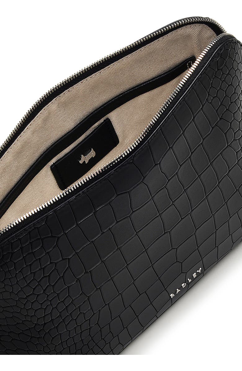 Radley Liverpool Street Croc Embossed Crossbody Bag, Alternate, color, Black