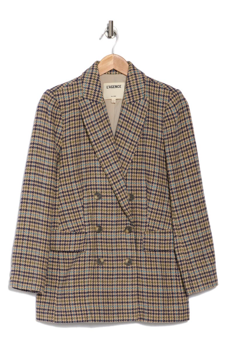 L'AGENCE Aimee Houndstooth Double Breasted Blazer, Alternate, color,