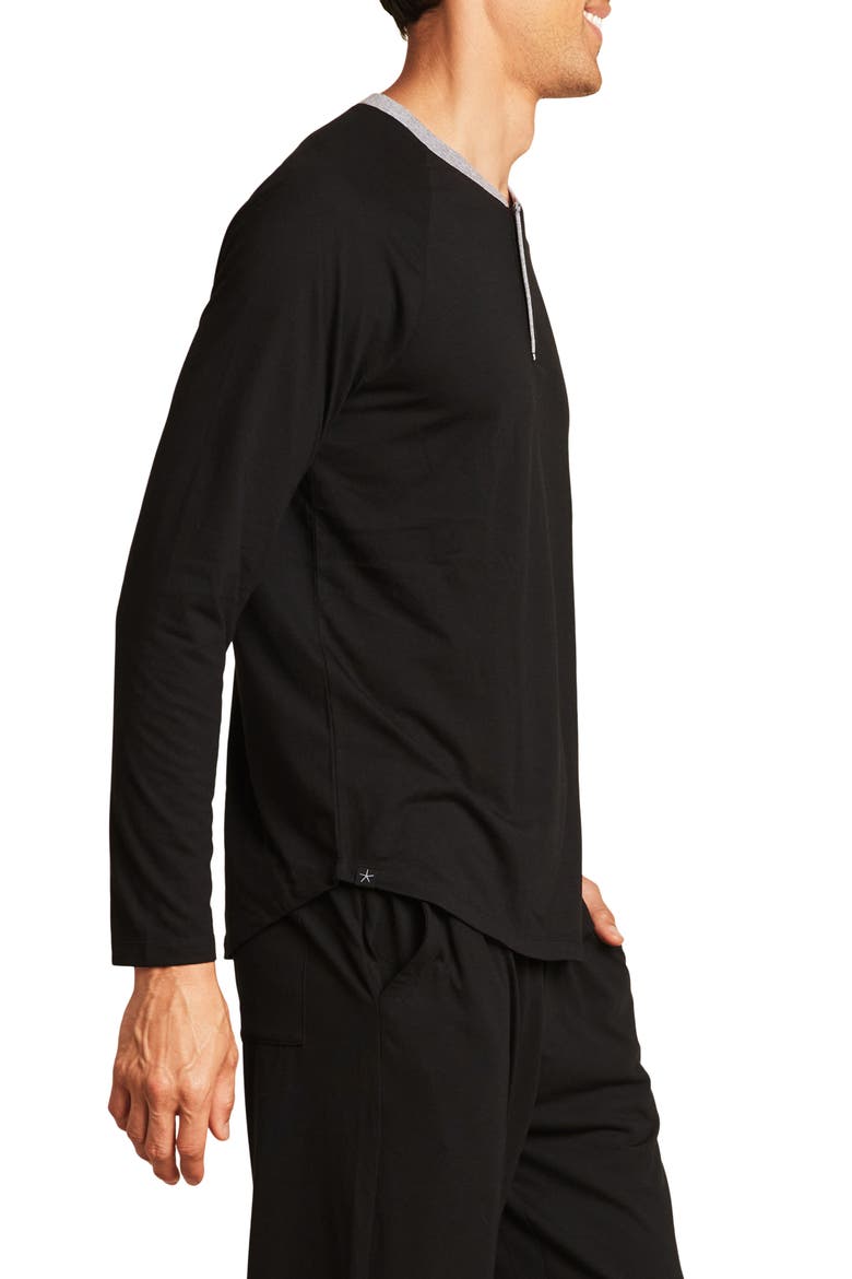 Malibu Collection® Long Sleeve Henley, Alternate, color, BLACK