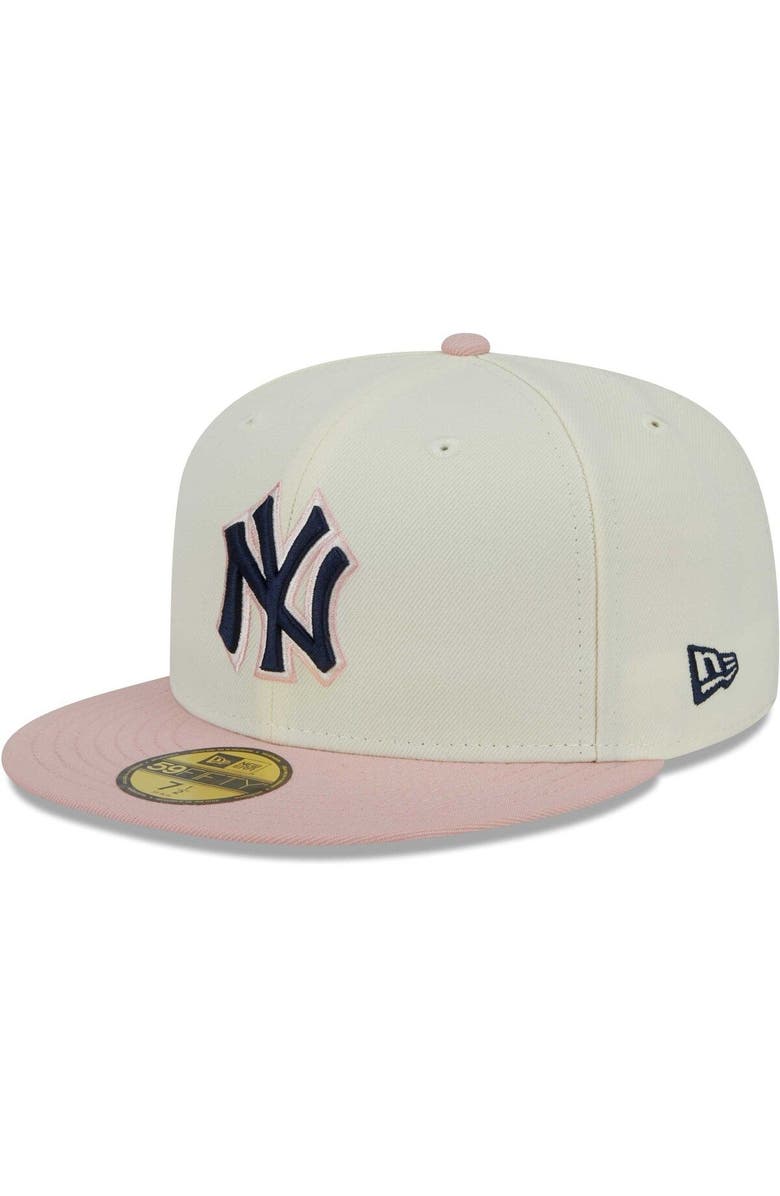 New Era Men's New Era White/Pink New York Yankees Chrome Rogue 59FIFTY Fitted Hat, Alternate, color, 
