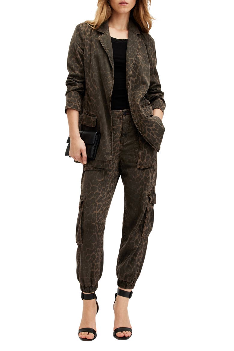 Aleida Denim Blazer, Alternate, color, LEOPARD GREEN
