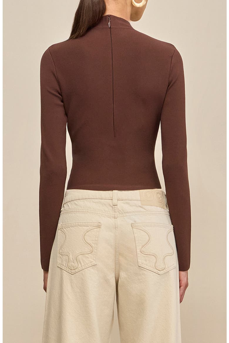 Elisabetta Cutout Mock Neck Knit Top, Alternate, color, JAVA