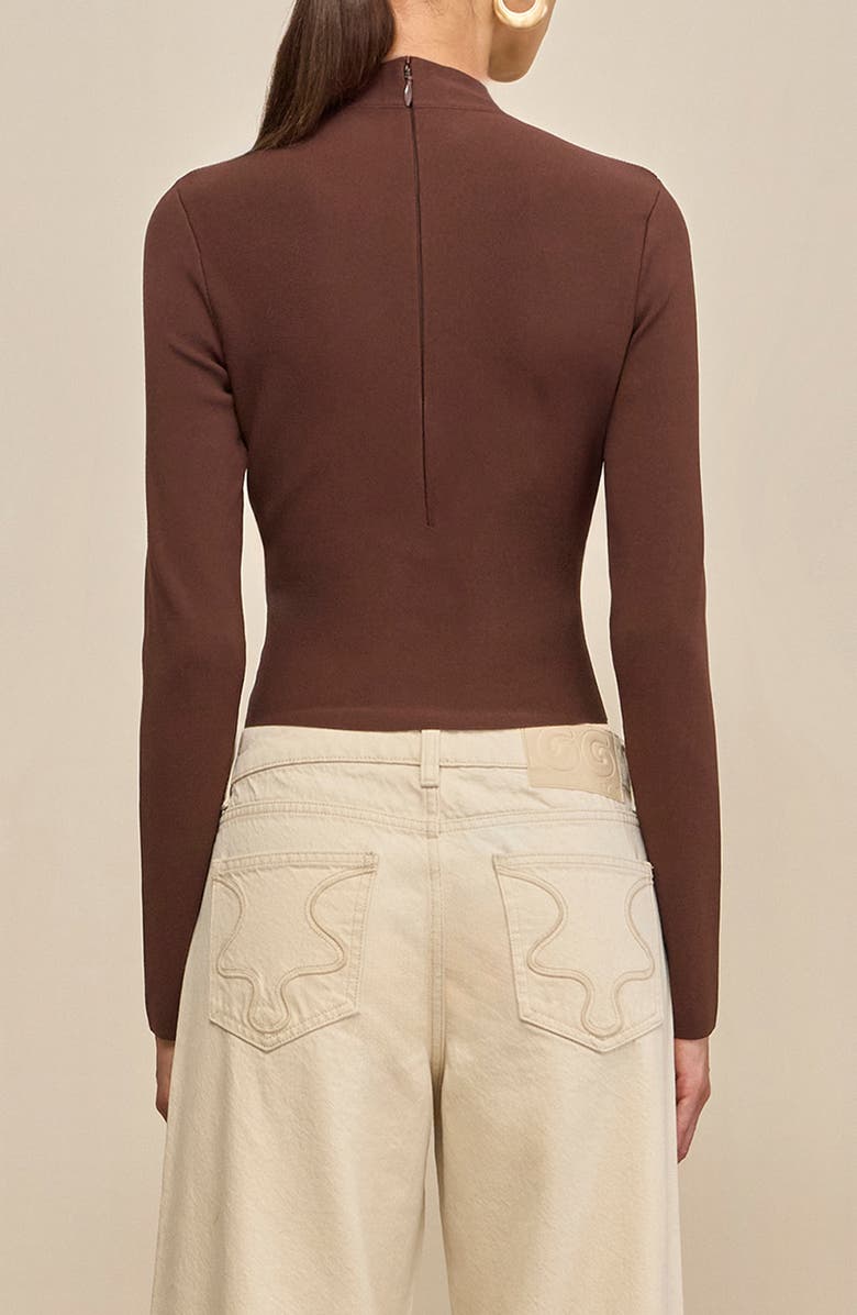 Cult Gaia Elisabetta Cutout Mock Neck Knit Top, Alternate, color, Java