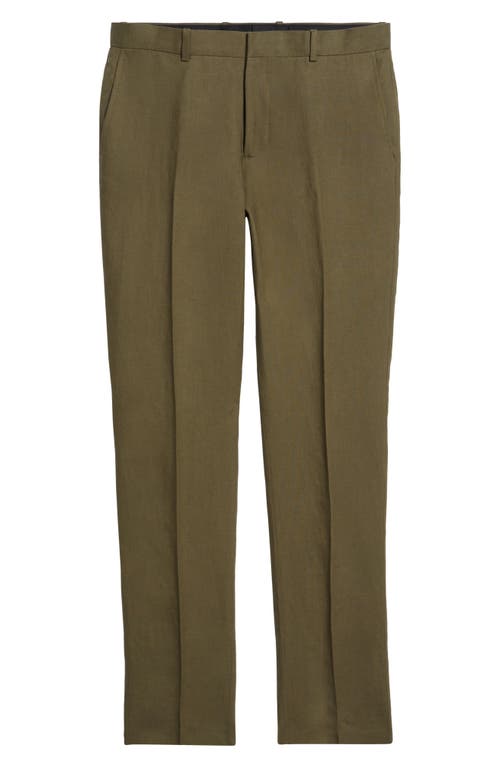 Nordstrom Trim Fit Linen Pants In Olive Ivy
