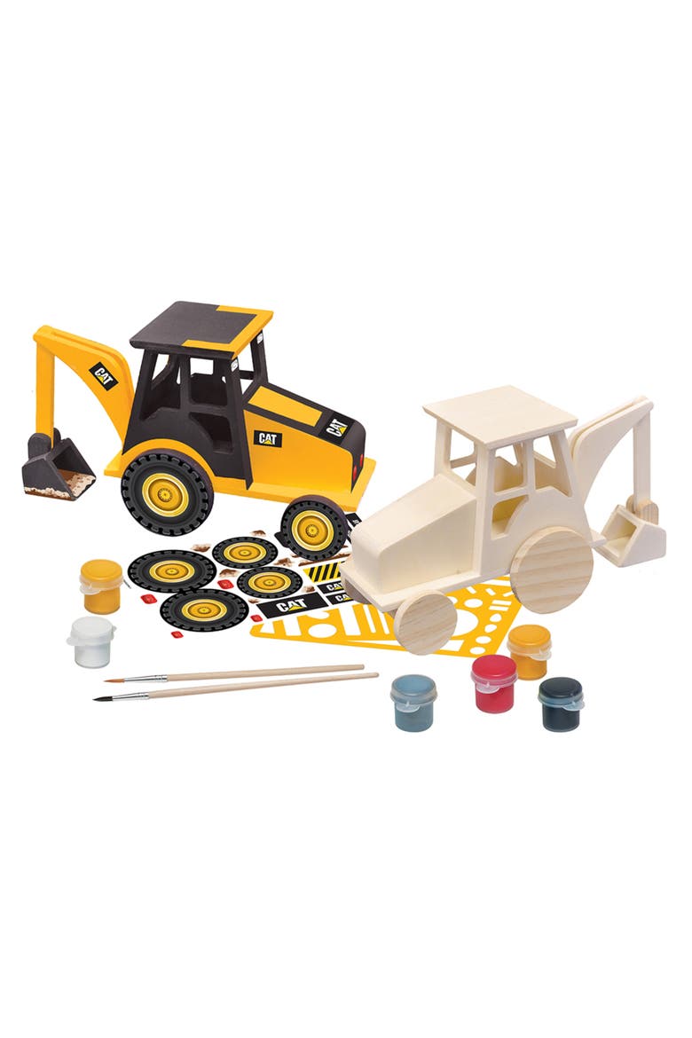 CAT Backhoe Wood Craft & Paint Kit, Alternate, color, Multicolor