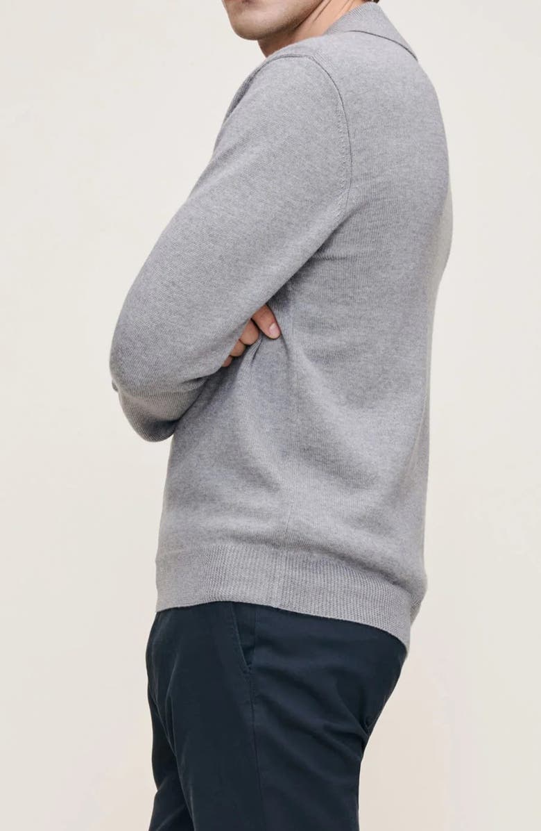 DL1961 Merino Wool Johnny Collar Polo Sweater, Alternate, color, Grey Melange