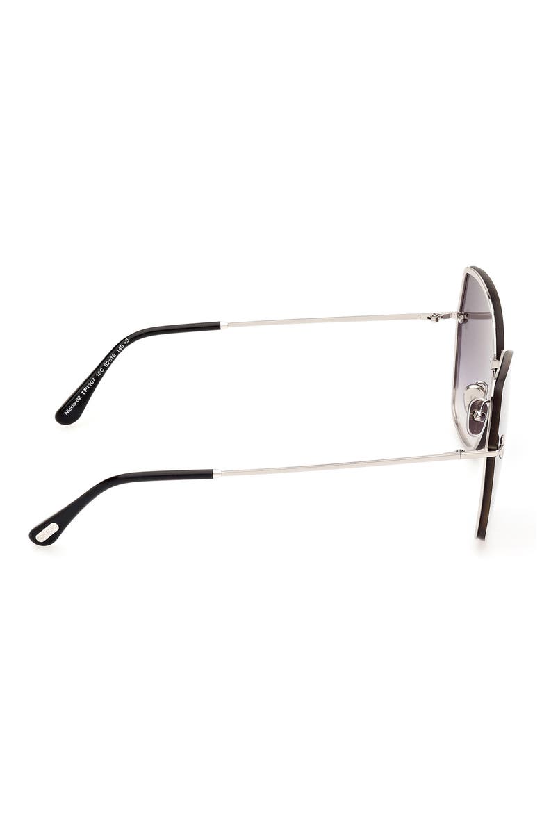 Nickie 62mm Oversize Gradient Butterfly Sunglasses, Alternate, color, PALLADIUM BLACK / SILVER