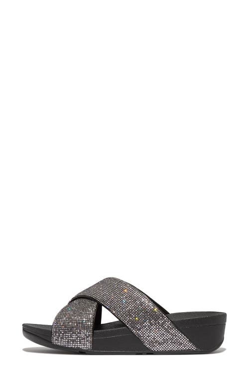 Fitflop Lulu Glitterball Platform Wedge Slide Sandal In Metallic