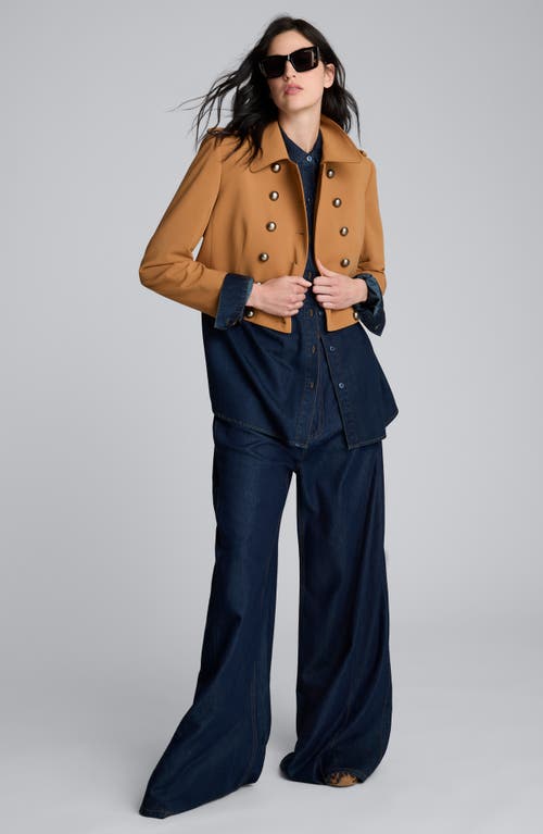 Kenneth Cole Double Breasted Crop Military Jacket In Orange