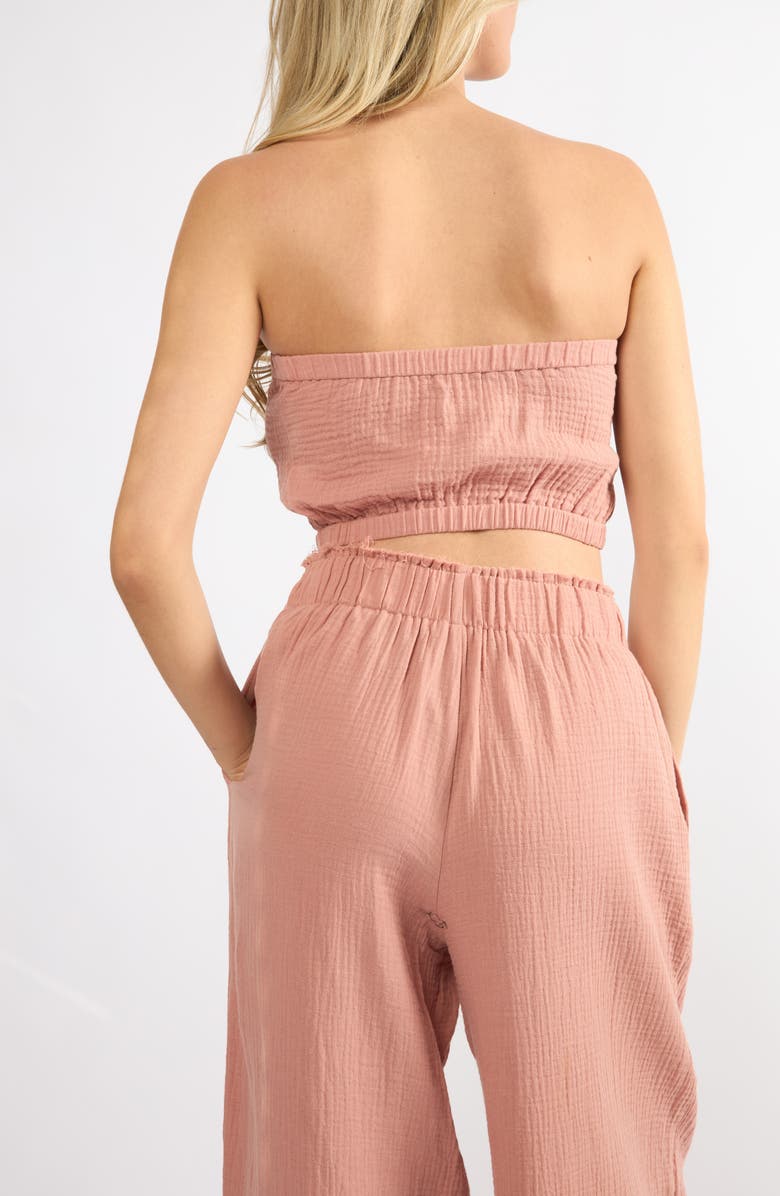 Viens Avec Moi Crinkle Strapless Cotton Gauze Crop Top, Alternate, color, Rose