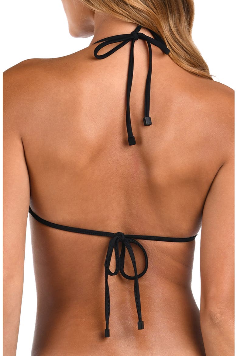Annabelle Shine Triangle Bikini Top, Alternate, color, BLACK