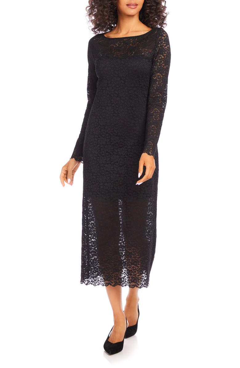 Karen Kane Lace Long Sleeve Midi Dress, Main, color,