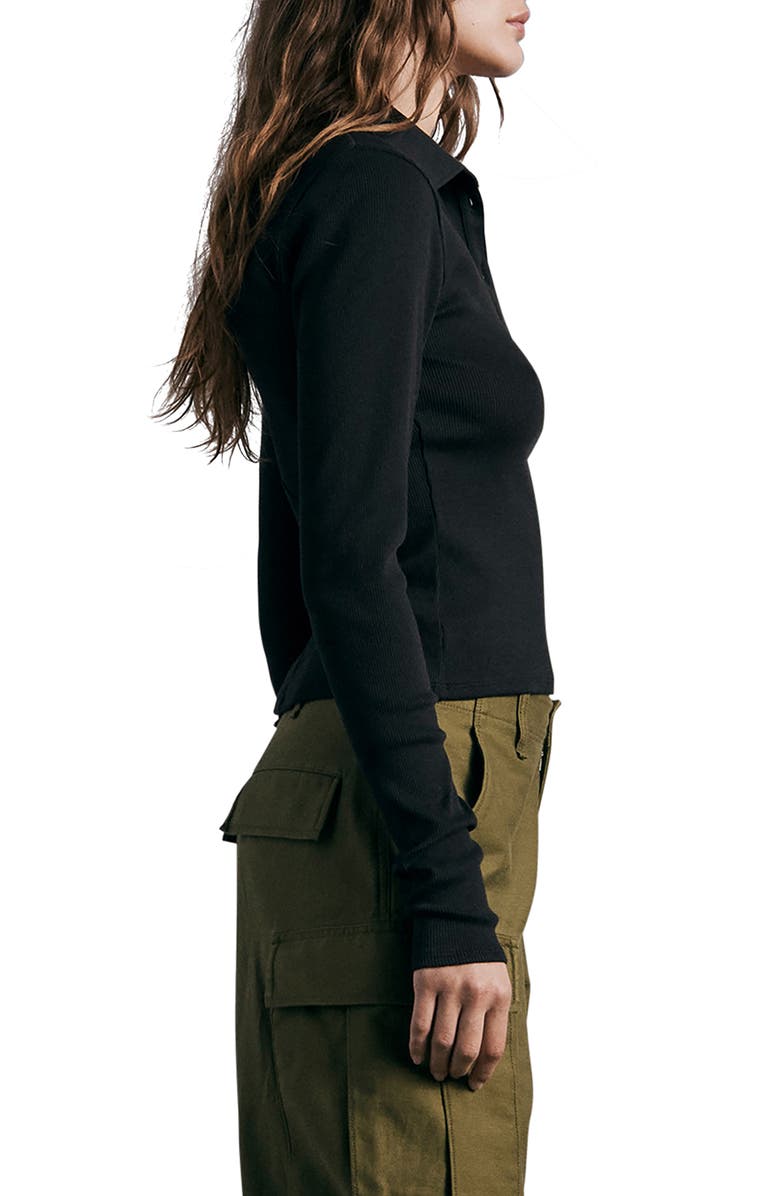 rag & bone Essential Long Sleeve Rib Polo, Alternate, color, 