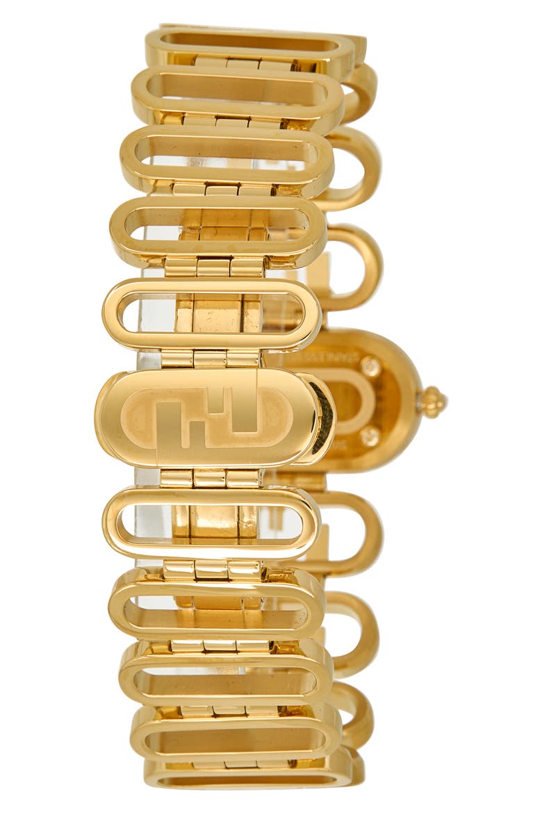 O'Lock Diamond Accent Oval Link Bracelet Watch, 28.3mm x 14.8mm, Alternate, color, GOLD