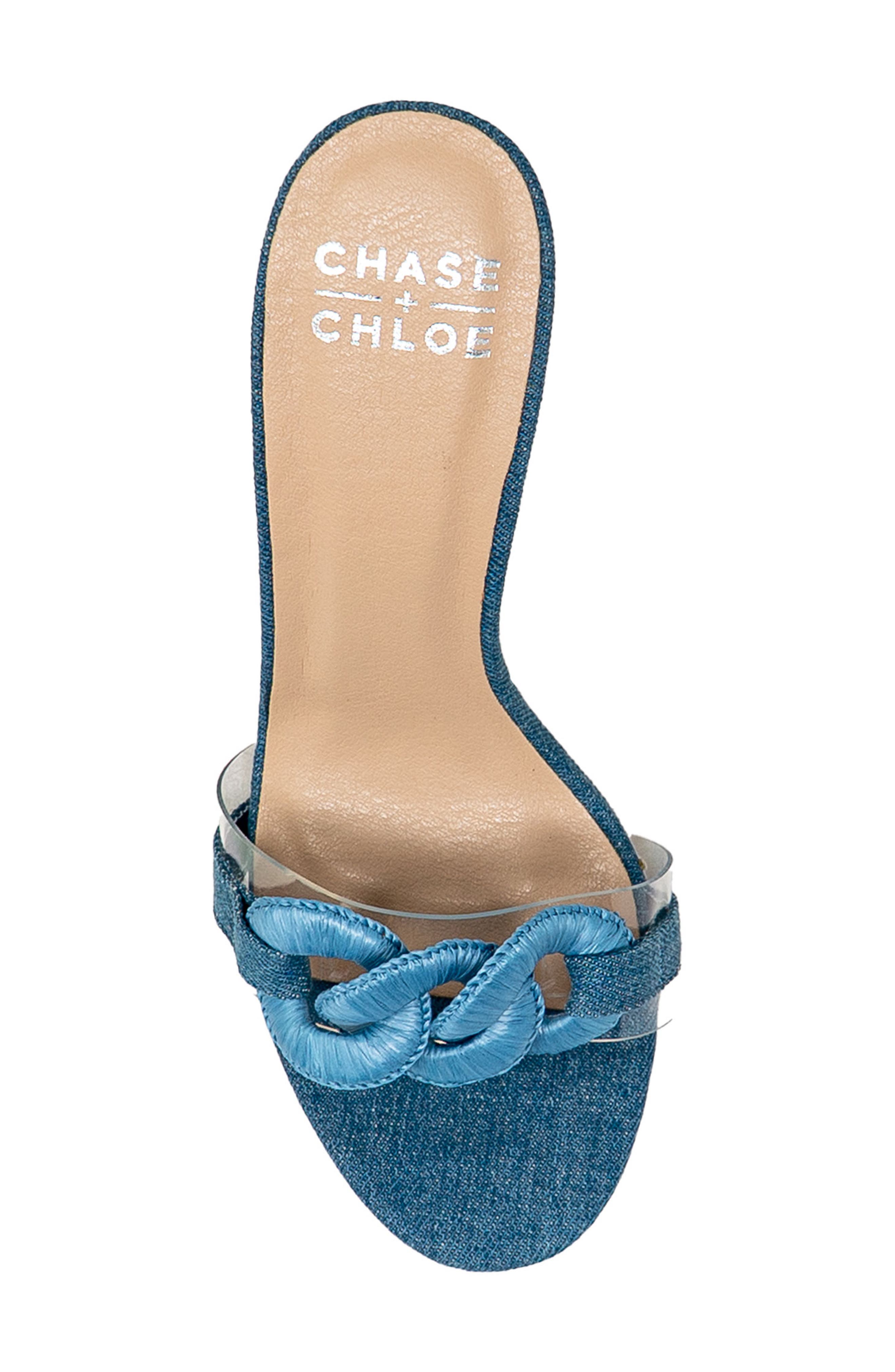 Chunky Link Stiletto Mule Sandal, Alternate, color, DENIM