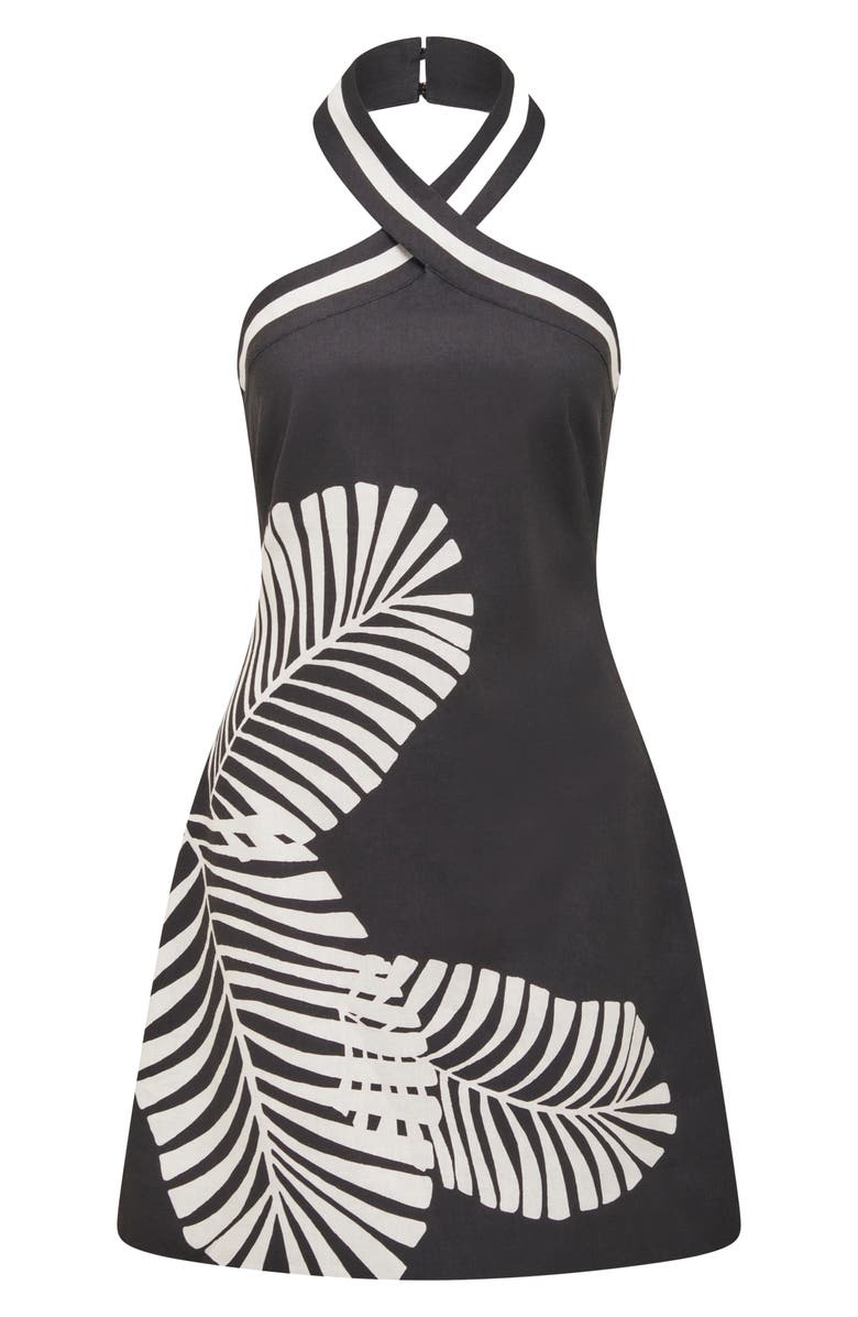 Ever New Adore Halter Linen Blend Minidress, Alternate, color, Paros Palm