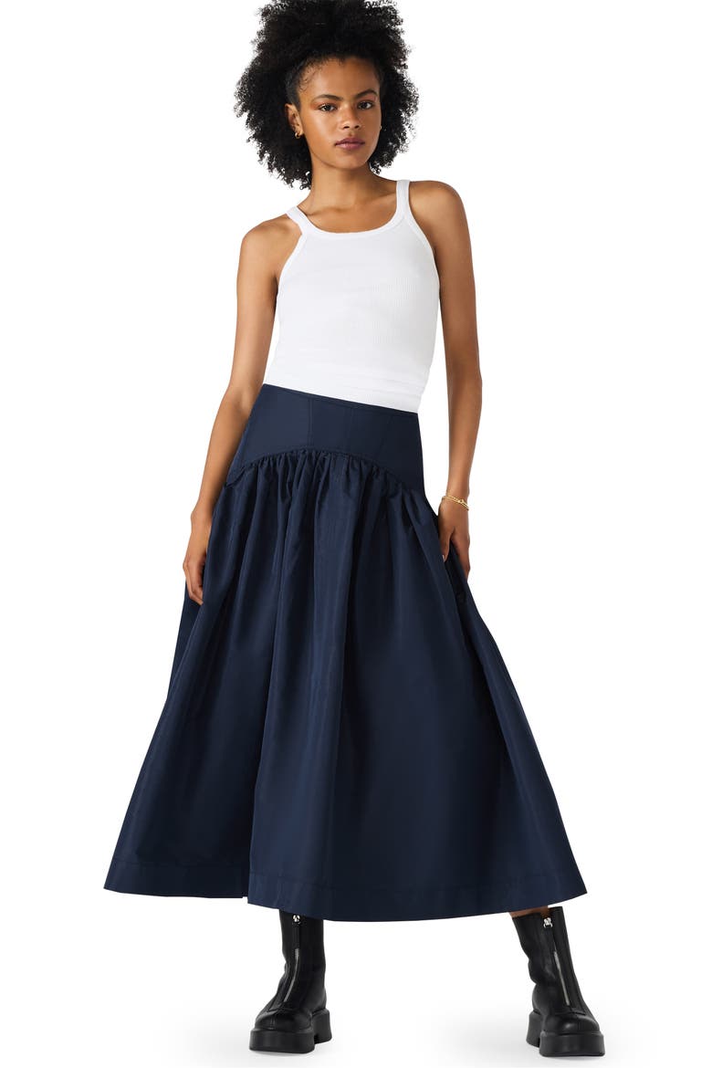 Delilah A-Line Midi Skirt, Alternate, color, MIDNIGHT