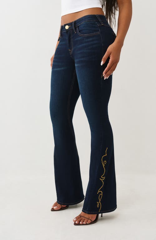 True Religion Joey Stud Embellished Flare Jeans In Blue