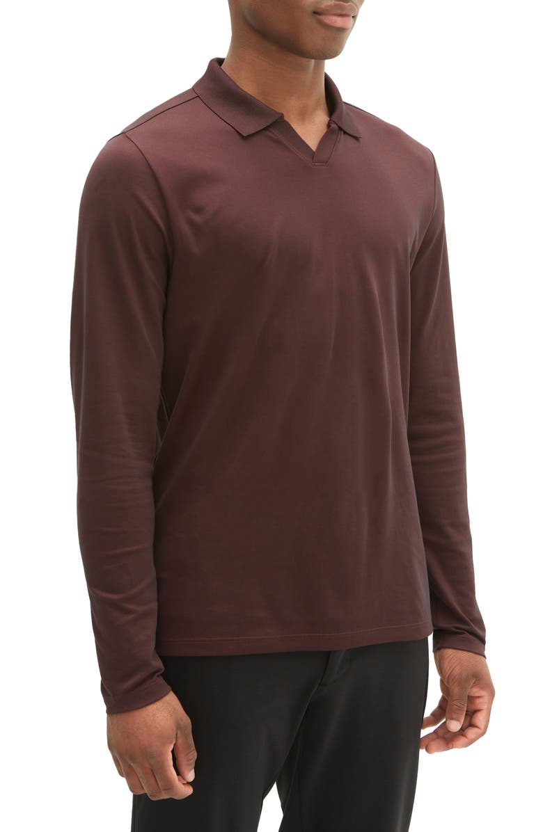 Robert Barakett Adison Long Sleeve Johnny Collar Polo, Alternate, color, Port