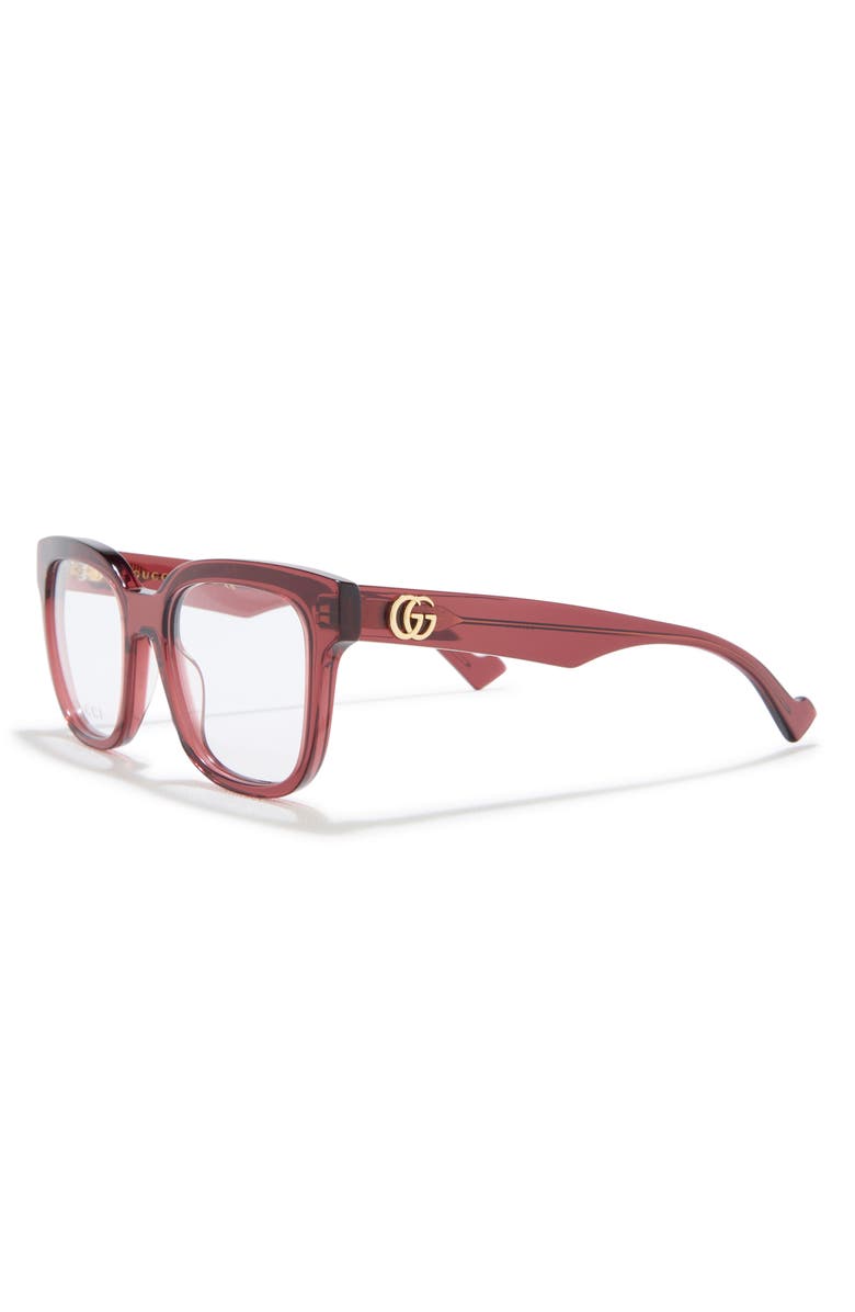 Gucci 49mm Square Optical Frames, Alternate, color, Burgundy/ Burgundy Transparent