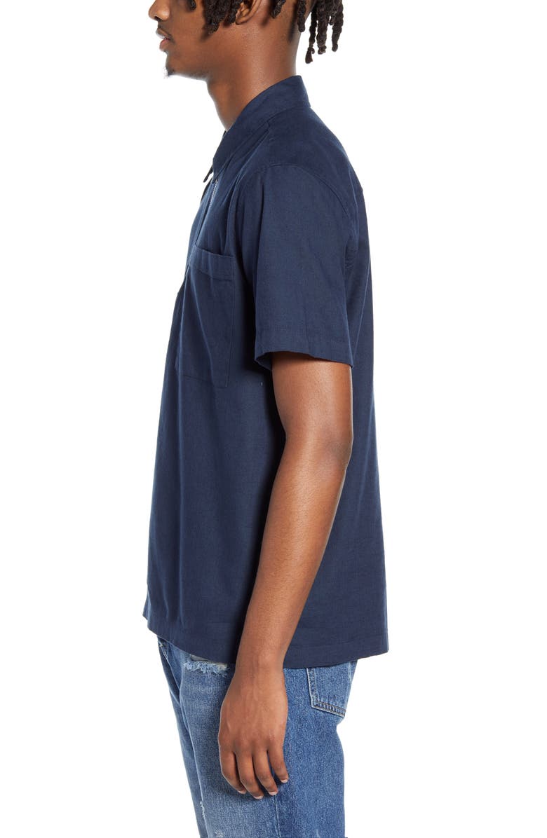 Topman Classic Fit Short Sleeve Quarter Zip Popover Shirt, Alternate, color, 