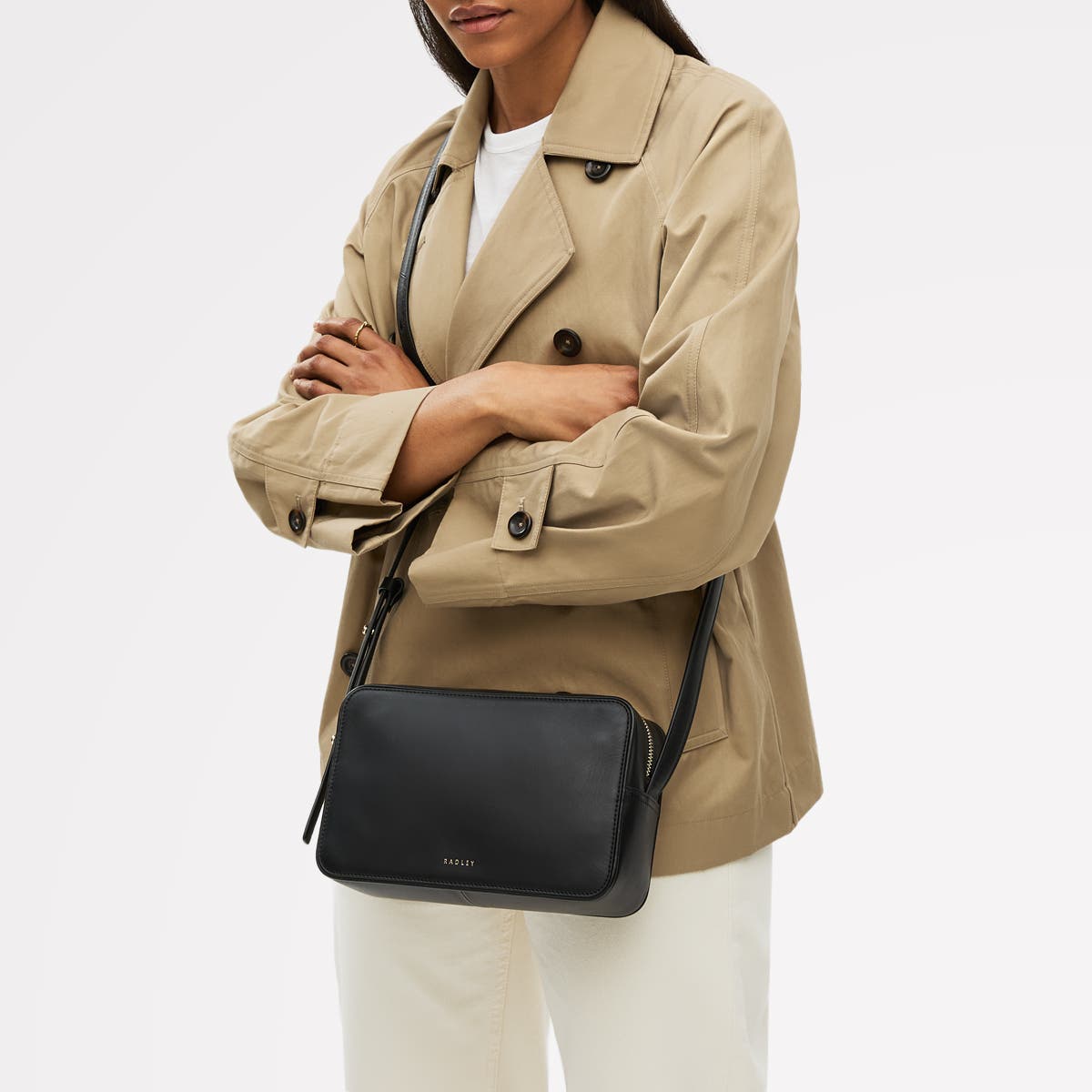 Radley Duchess Close Small Ziptop Crossbody Bag, Alternate, color, Black