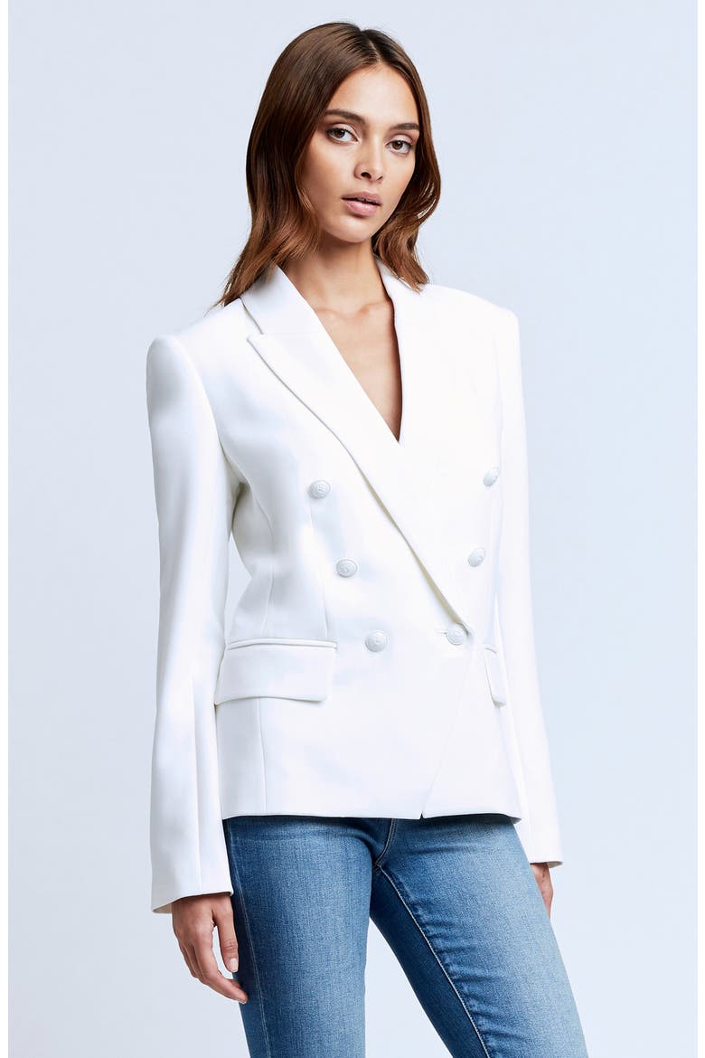 Kenzie Double Breasted Blazer, Alternate, color, WHITE