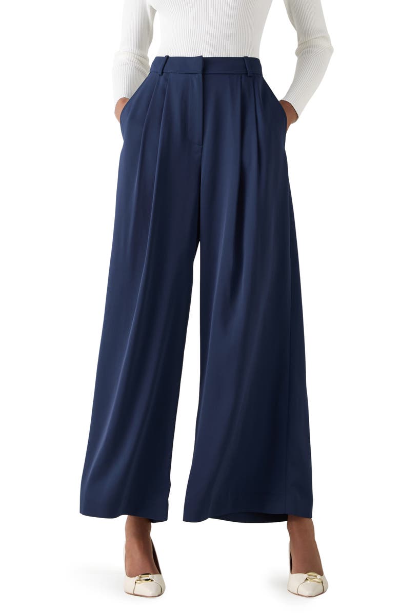 LK Bennett Sykes Pleated Wide Leg Pants, Main, color, 