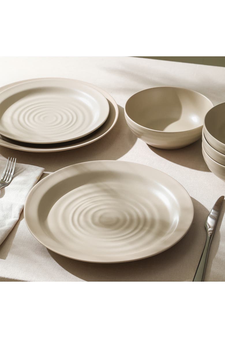 Orbit Stoneware 4-Piece Dinner Plate Set, Alternate, color, Beige
