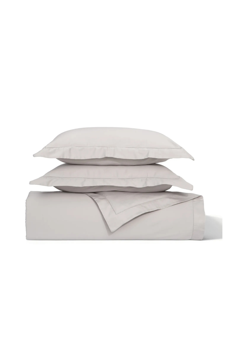 Heritage Organic Sateen Duvet Cover, Main, color, Quiet Gray - King