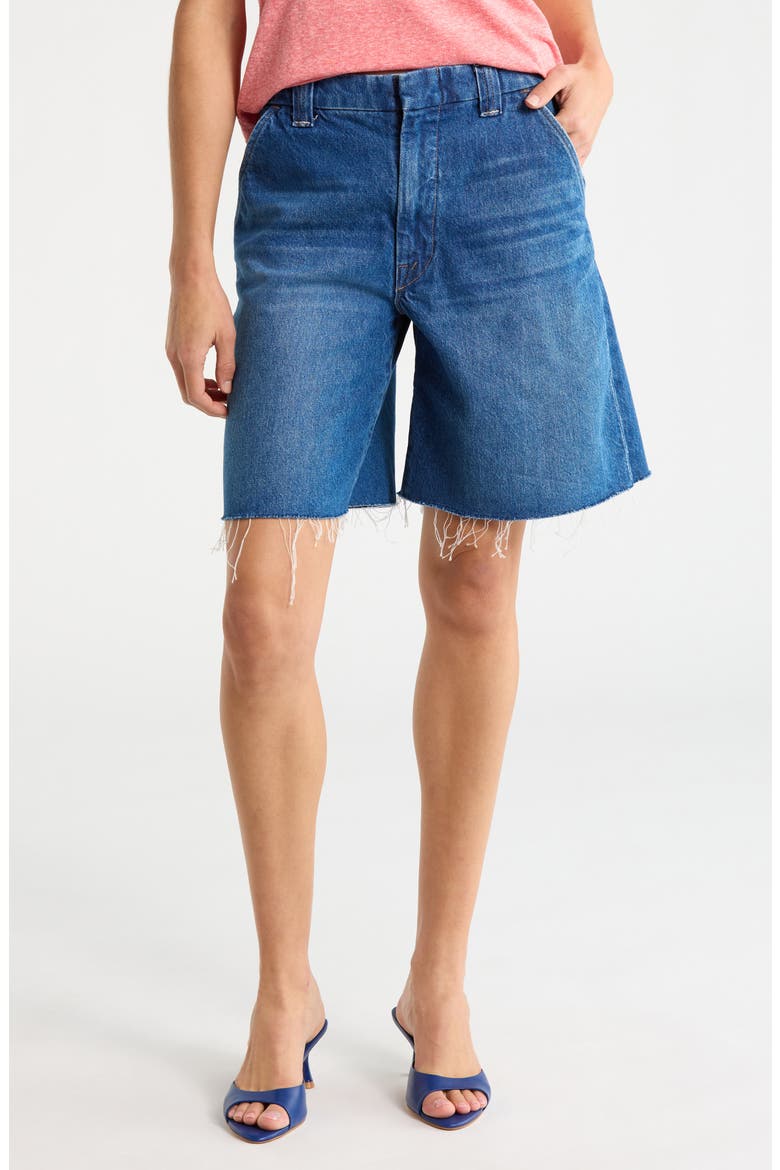 The Lunch Money Fray Hem Denim Shorts, Main, color, SCRUMPTIOUS