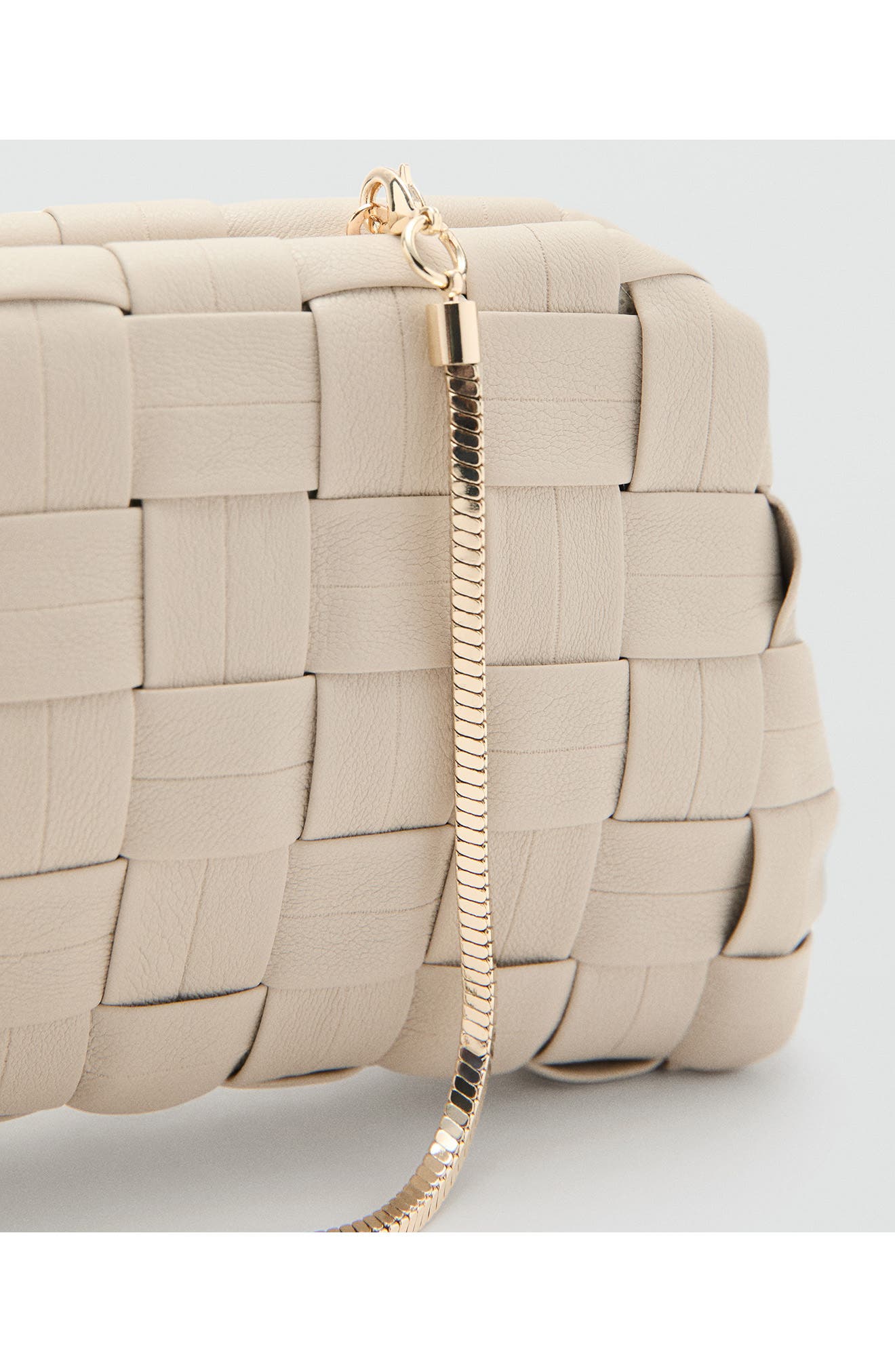 Braided Faux Leather Frame Clutch, Alternate, color, OFF WHITE