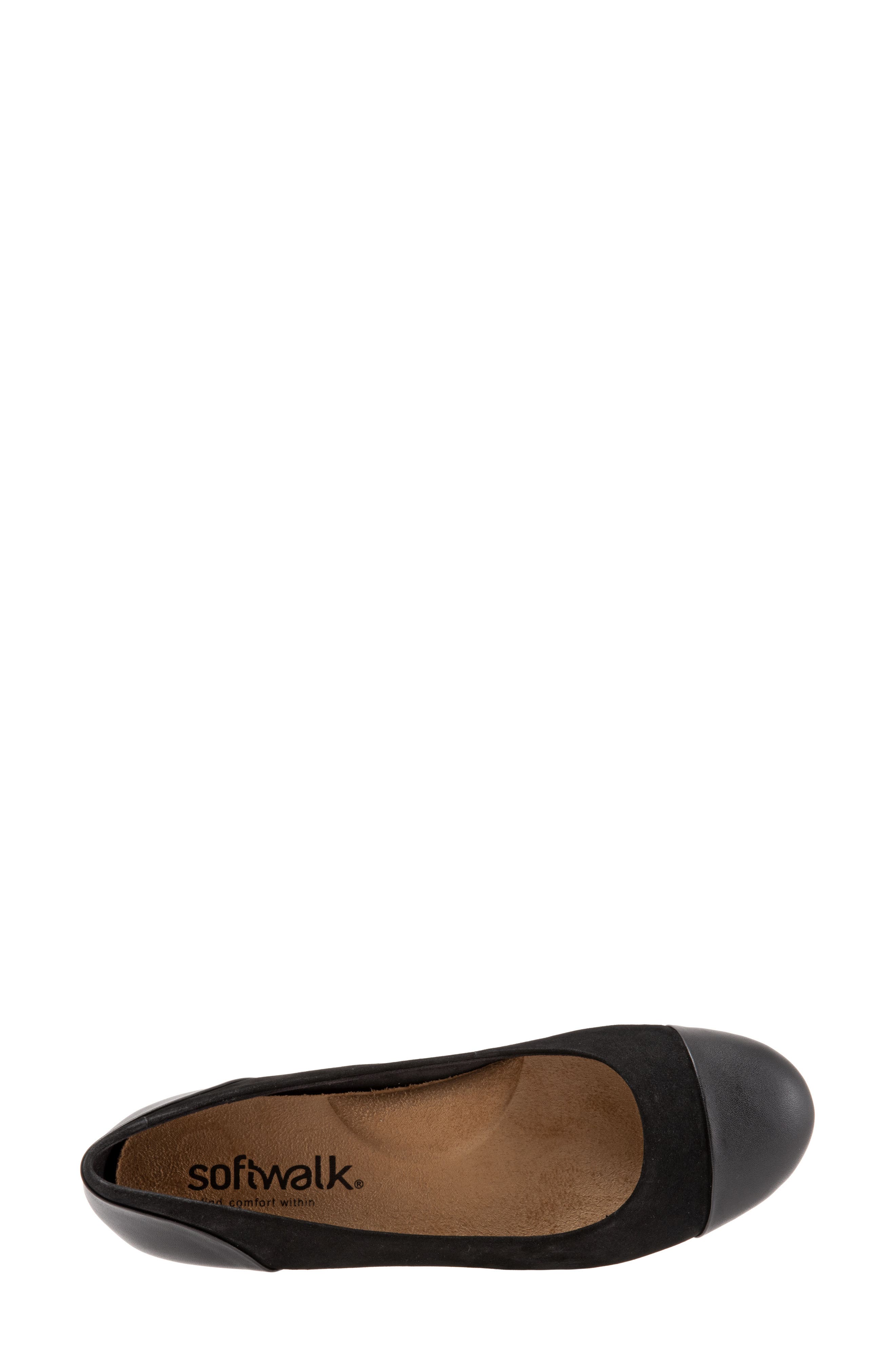 SoftWalk<sup>®</sup> Sonoma Cap Toe Flat, Alternate, color, Black Nu