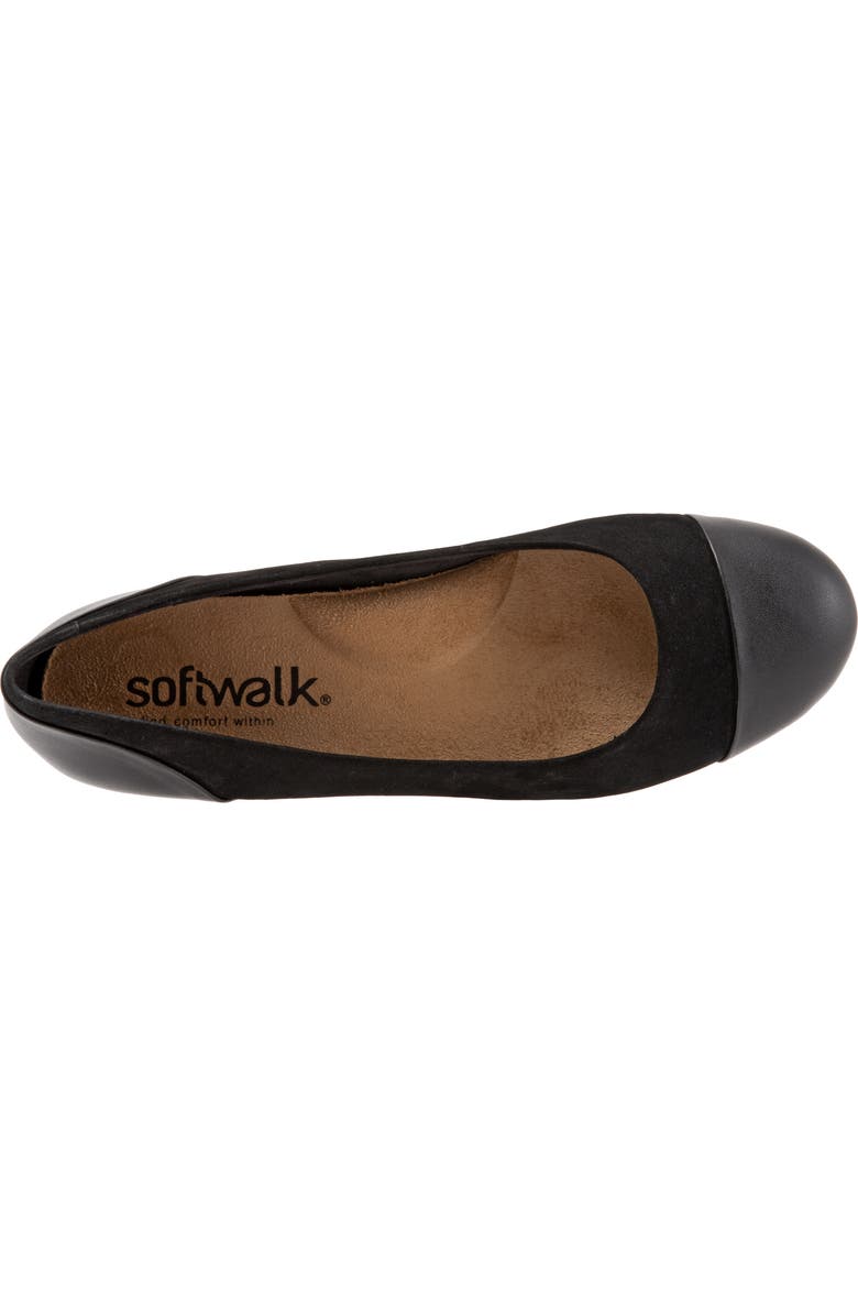 SoftWalk<sup>®</sup> Sonoma Cap Toe Flat, Alternate, color, Black Nu