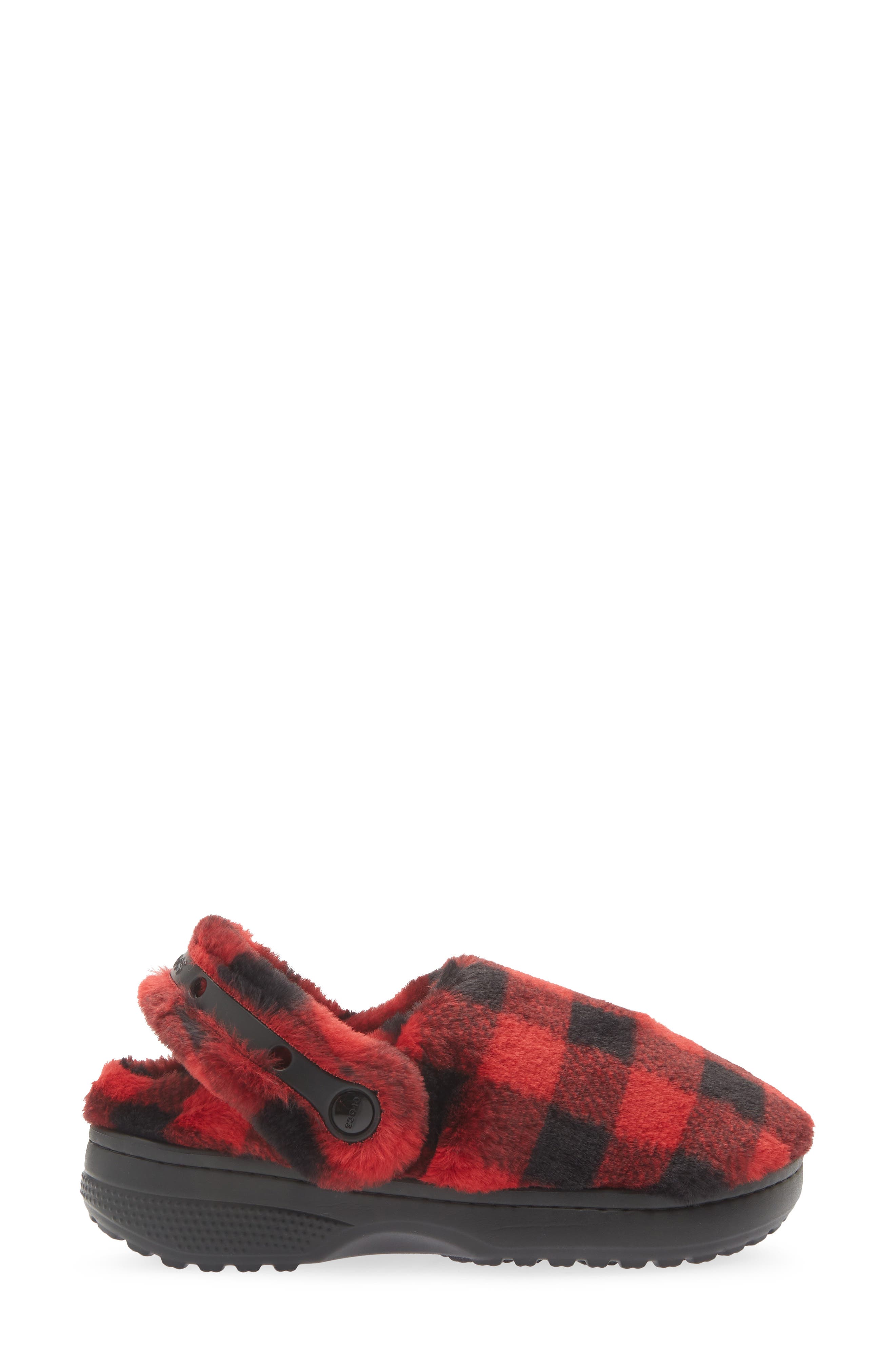 Classic Unfurgettable Buffalo Check Fleece Clog, Alternate, color, BLACK/RED