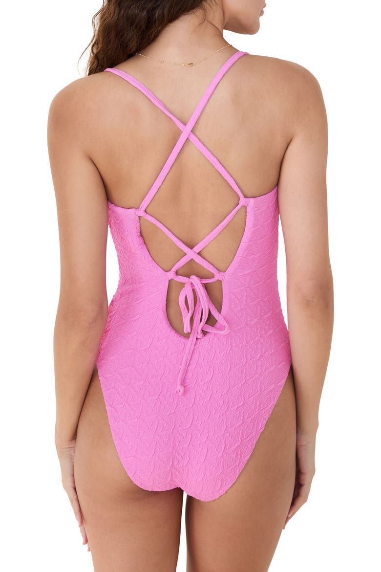 The Fiji Long Torso Jacquard One-Piece Swimsuit, Alternate, color, FROSTING