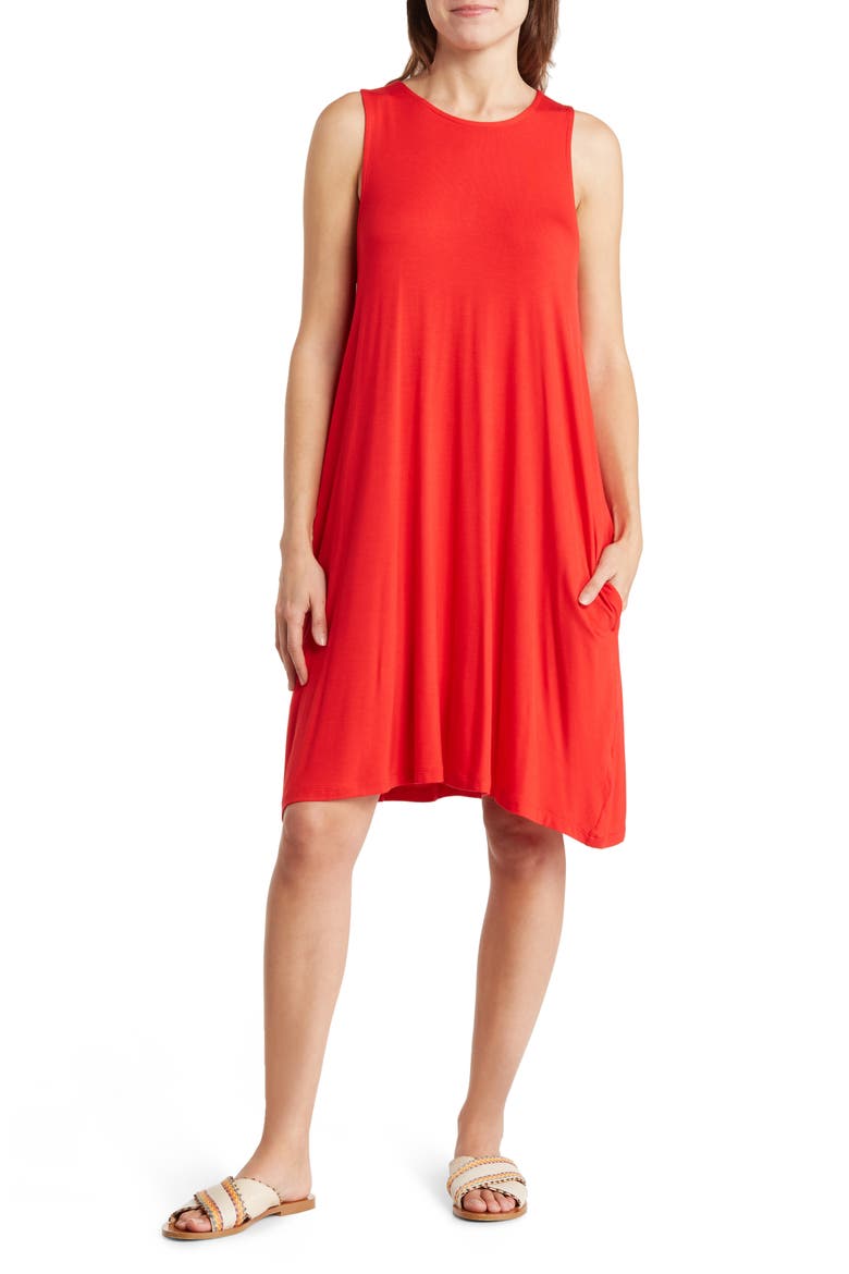 Swing Dress with Pockets, Main, color, RED CHINOISE