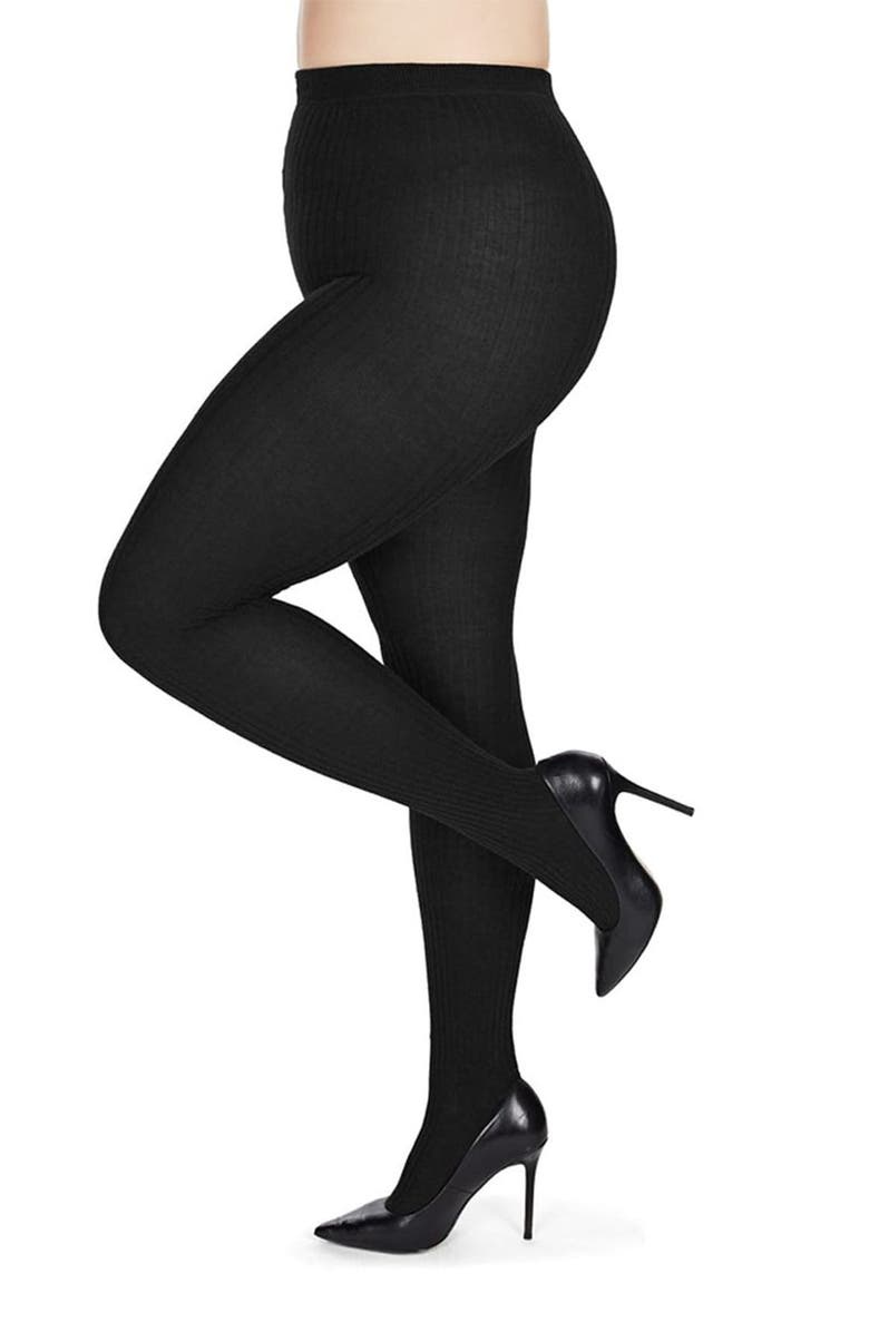 MeMoi 2-Pack Rib Sweater Tights, Main, color, Black-Black