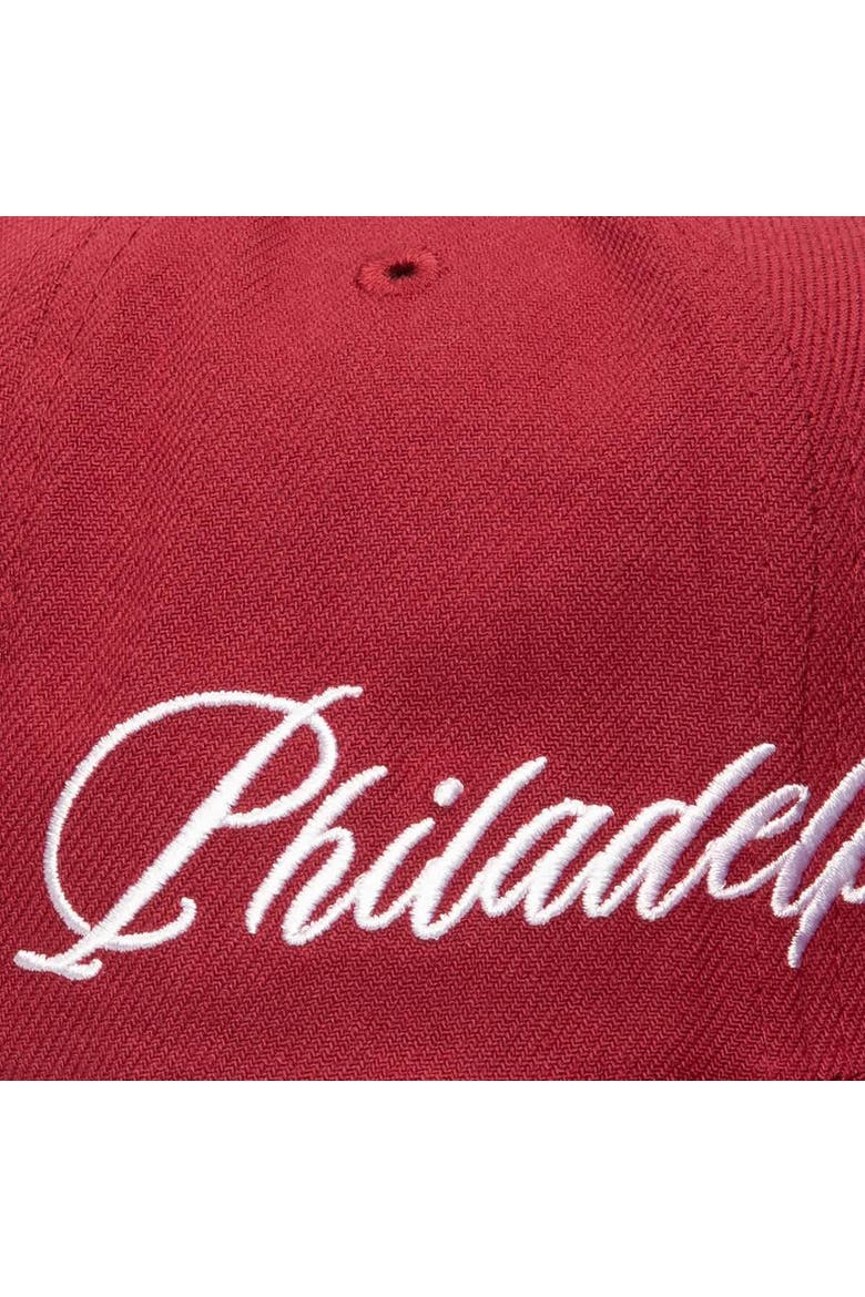 Men's Mitchell & Ness Maroon Philadelphia Phillies Just Don x MLB Lux Script Snapback Hat, Alternate, color, Maroon