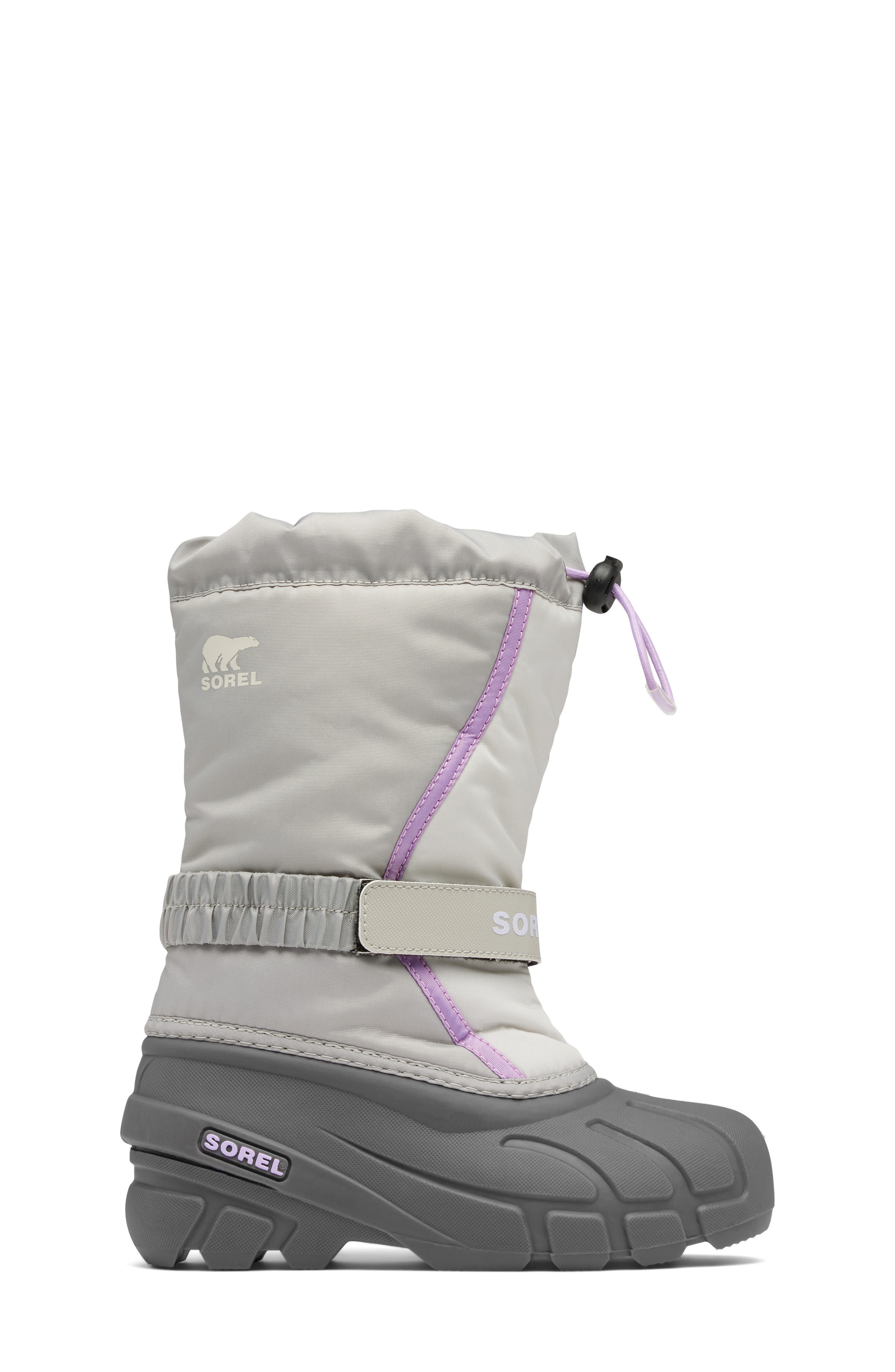 SOREL Kids' Flurry Waterproof Snow Boot, Alternate, color, Dove/ Euphoric Lilac