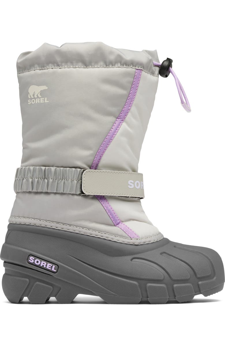 SOREL Kids' Flurry Waterproof Snow Boot, Alternate, color, Dove/ Euphoric Lilac