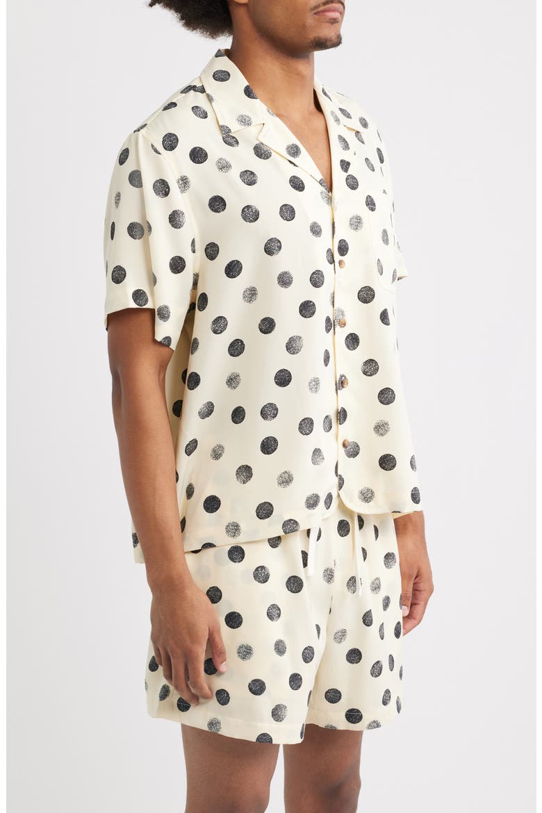Charley Dot Print Camp Shirt, Alternate, color, CREAM