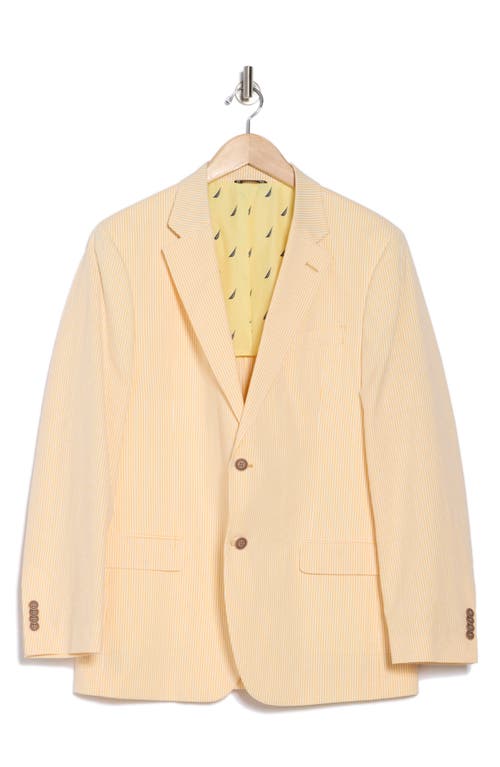Nautica Yellow Stripe Stretch Cotton Seersucker Sport Coat In Yellow