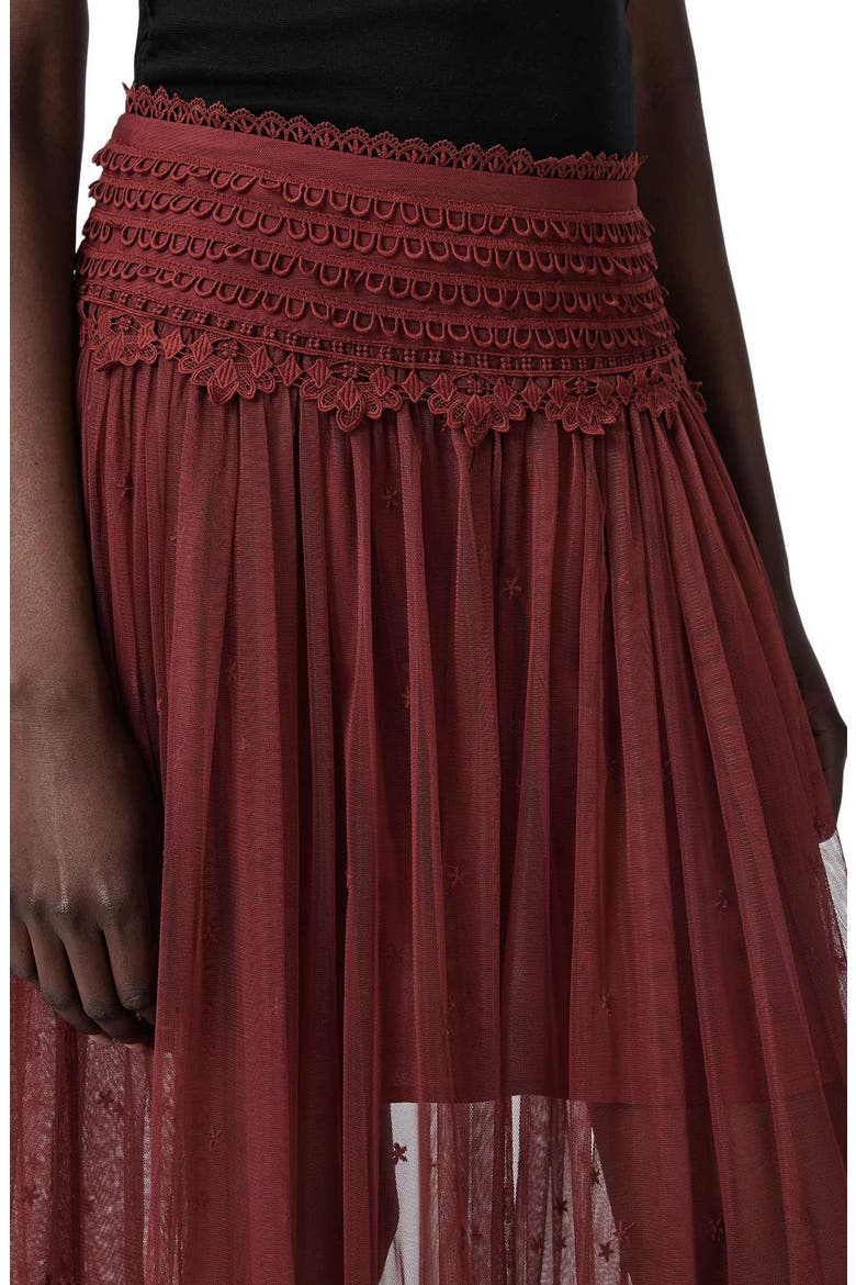 Trixie Lace Maxi Skirt, Alternate, color, BURGUNDY RED