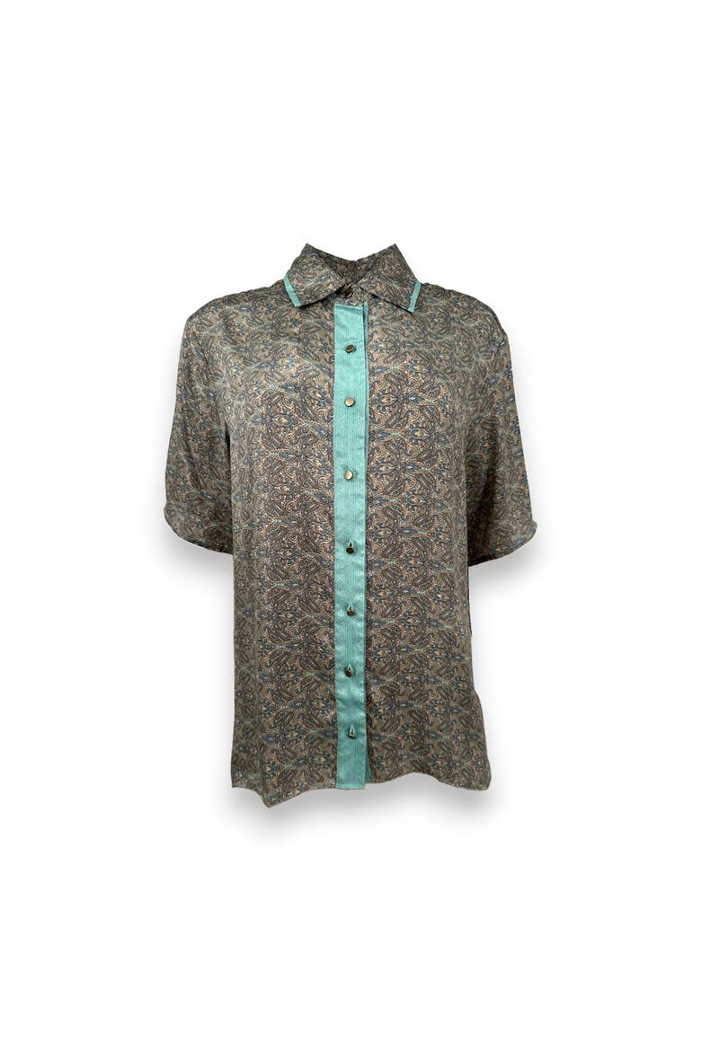 Paisley Motif Short Sleeve Shirt, Alternate, color, Mint